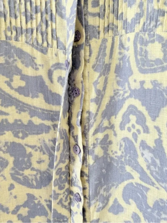 Coldwater Creek Linen Tunic Dress Blue White Paisley Print Pintuck Size M - Picture 9 of 13